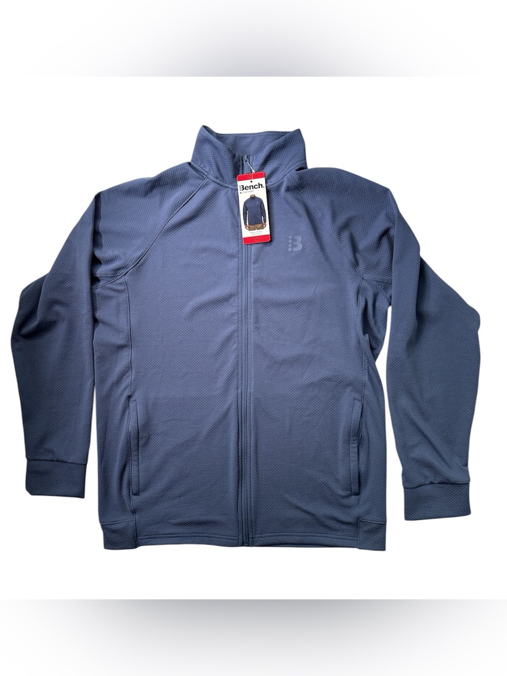 Bench Urbanwear Men's Medium Blue Full Zip Jacket NWT Waffle Knit Lightweight